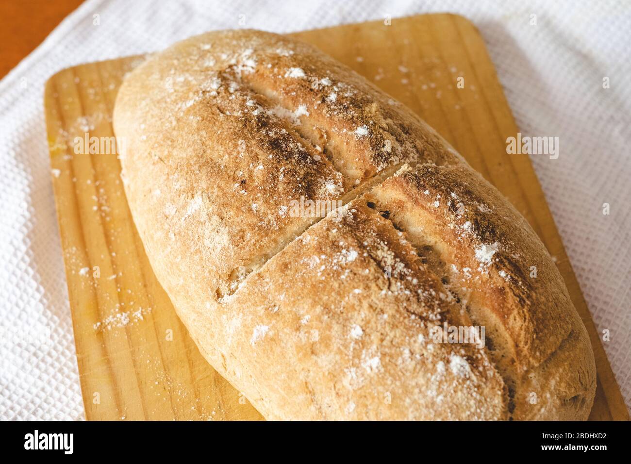 Pane appena sfornato fatto in casa. Pane cileno Foto Stock