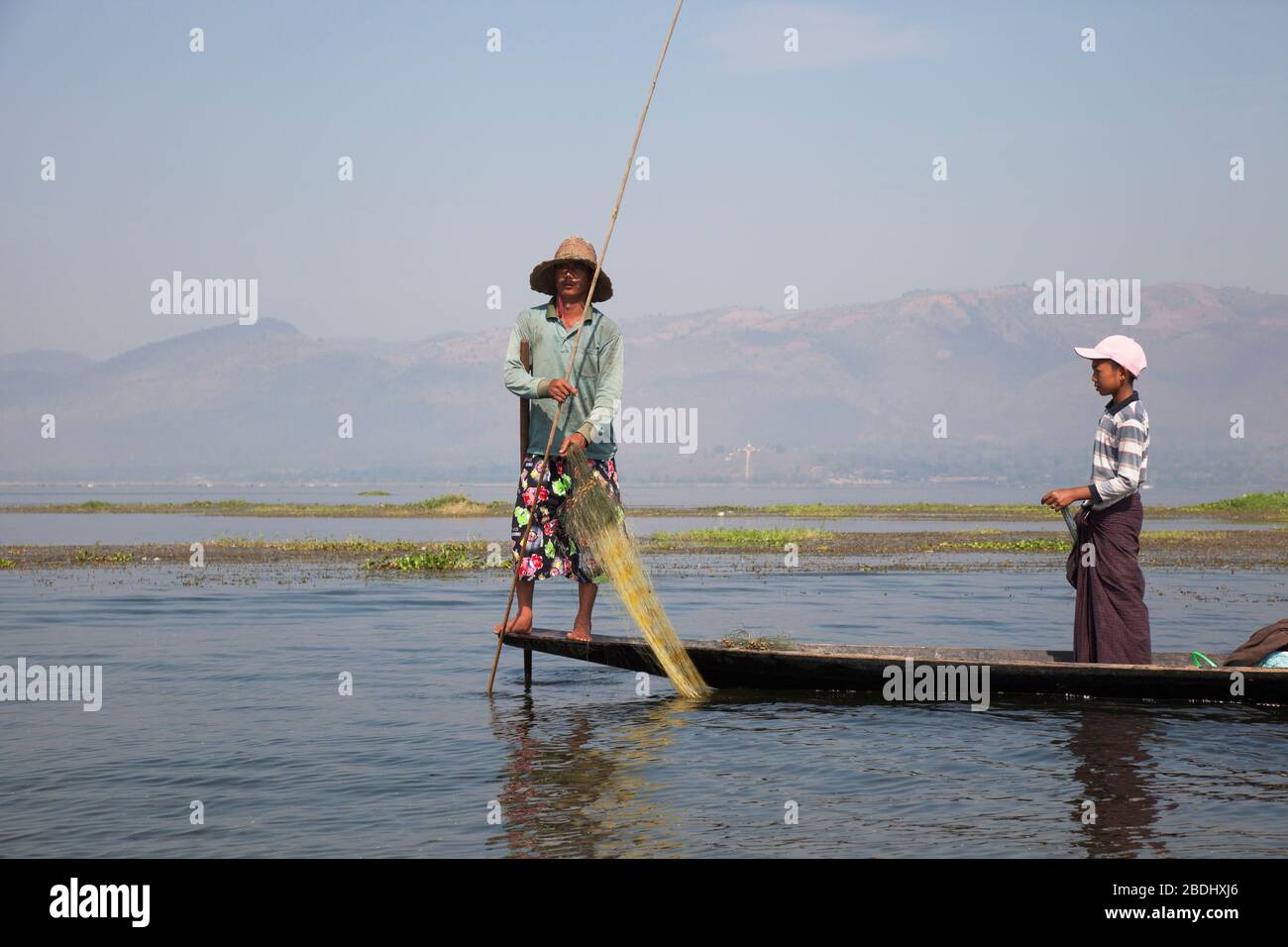 Fisherman, lago Inle, stato di Shan, Myanmar, Asia Foto Stock