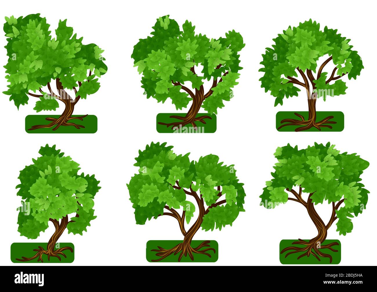 set di alberi vettoriali isolati su sfondo bianco Illustrazione Vettoriale