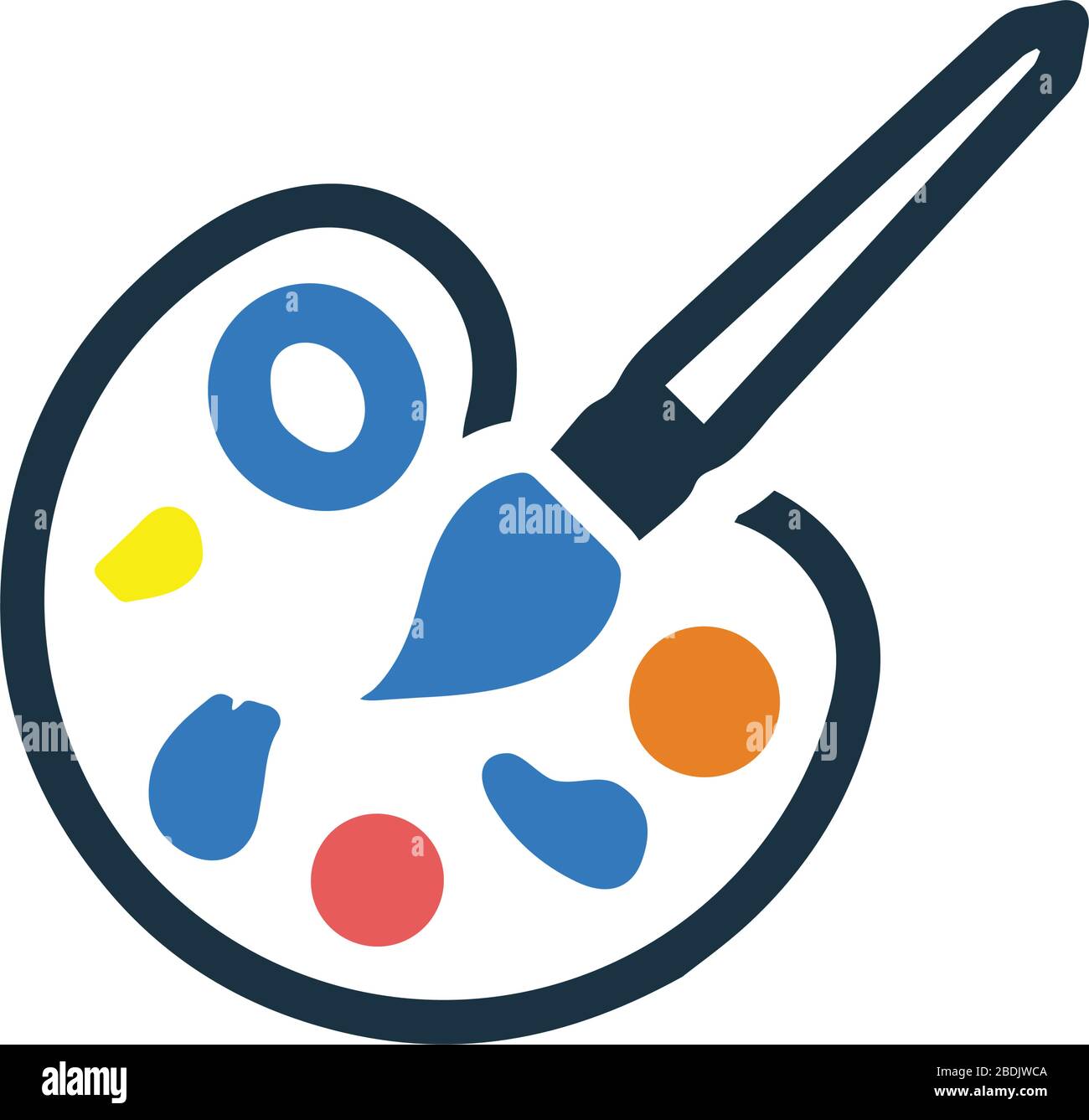 Paintbrush ben organizzato e completamente modificabile, icona tavolozza colori, arte, grafica grafica grafica vettoriale icona per qualsiasi uso come media di stampa, web, stock images, com Illustrazione Vettoriale