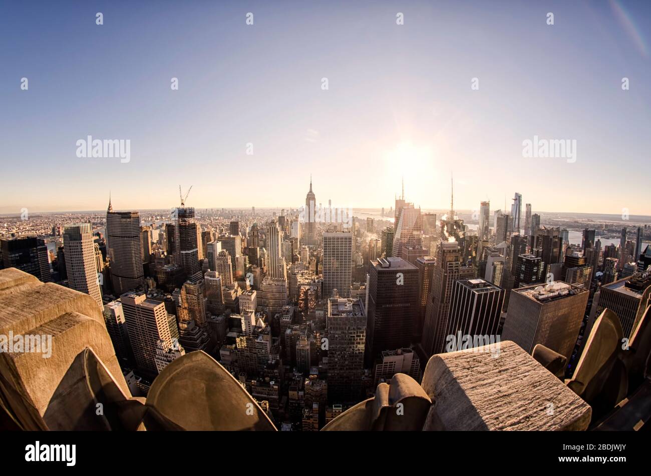 Paesaggio urbano di New York al tramonto Foto Stock