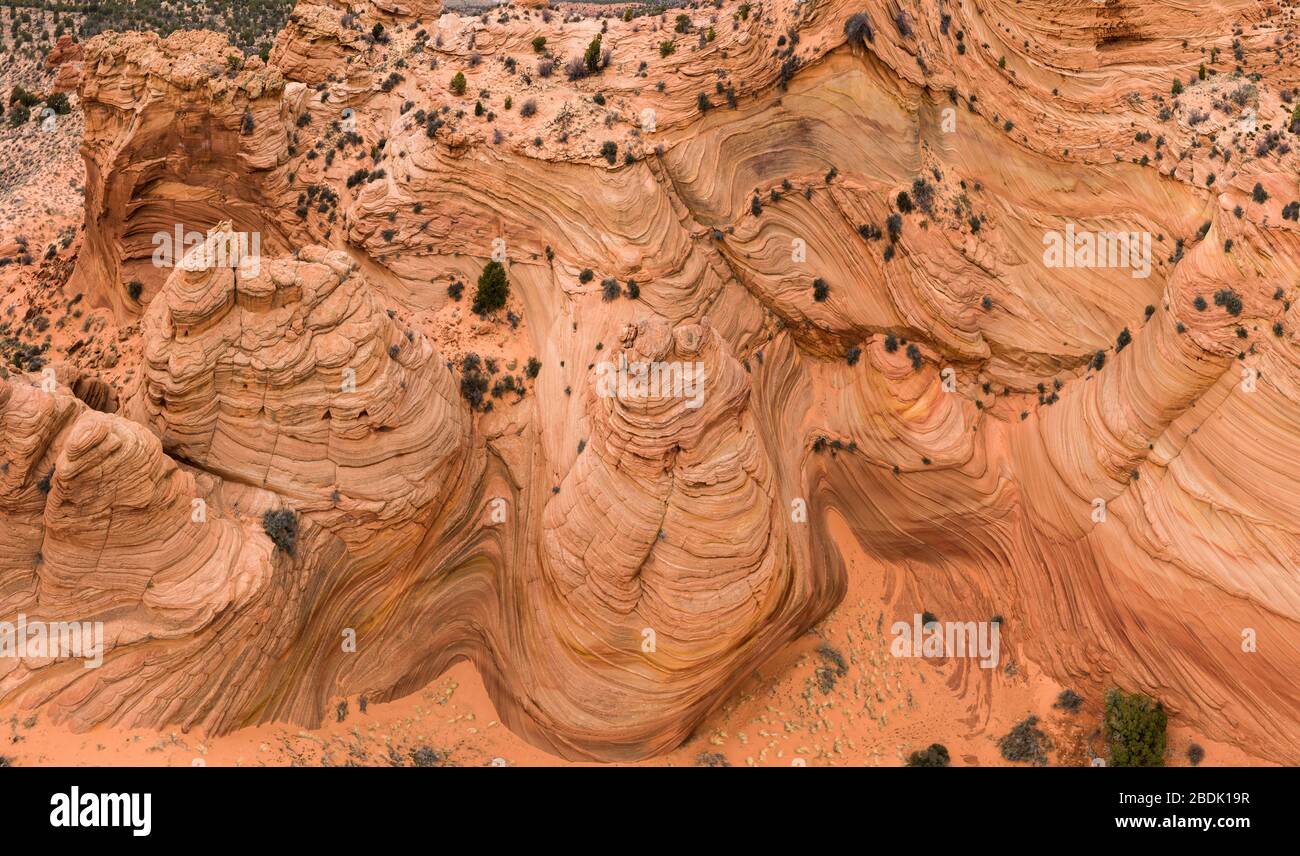 Strane formazioni rocciose nel deserto dell'Arizona di Wah Wewap Foto Stock