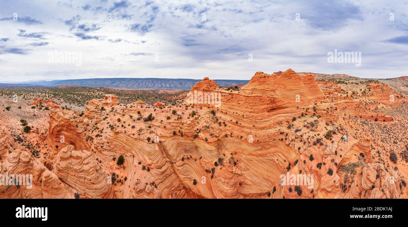 Strane formazioni rocciose nel deserto dell'Arizona di Wah Wewap Foto Stock