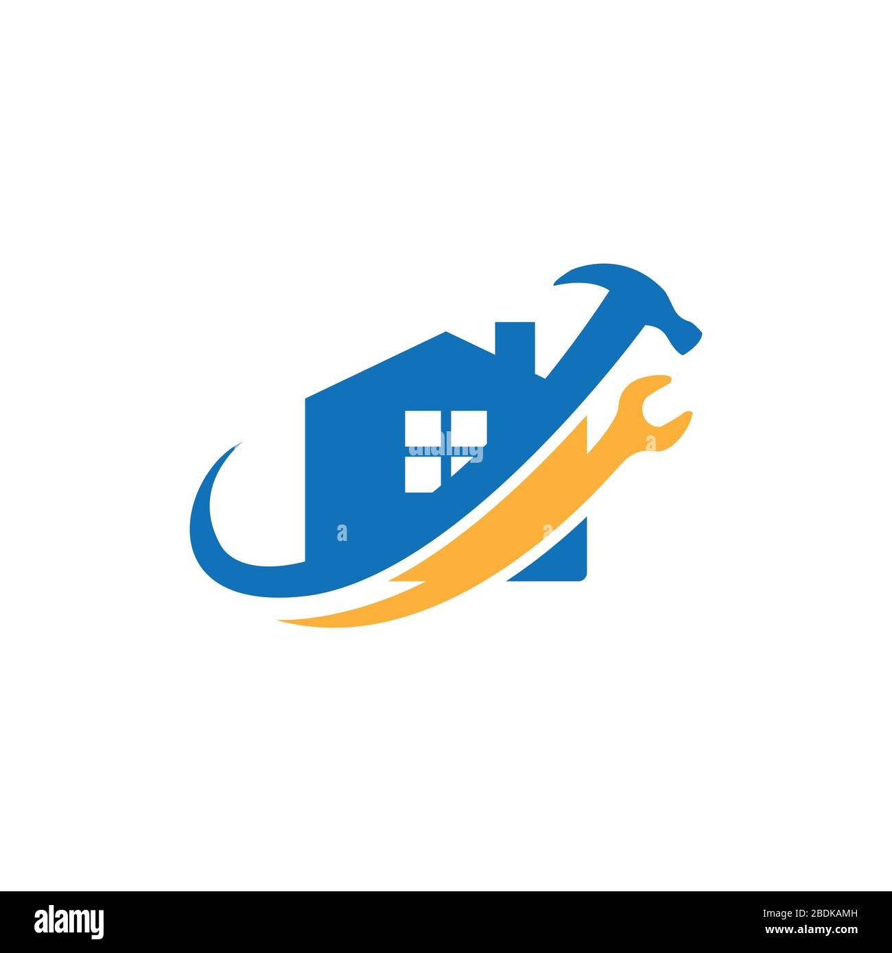 Creative casa riparazione logo Premium Vector. Logo Home Repair con strumenti di manutenzione e immagine vettoriale della casa Illustrazione Vettoriale