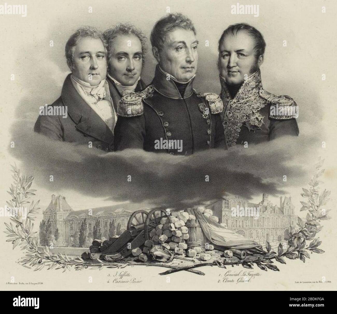 Général la Fayette - Jacques Laffitte - Casimir Perier - comte Gérard. Foto Stock