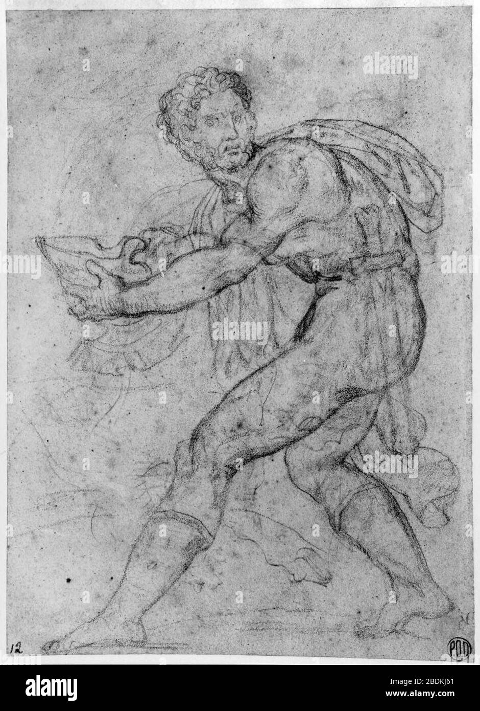 Géricault - uomo håller en kask, NMH 14471973 recto. Foto Stock