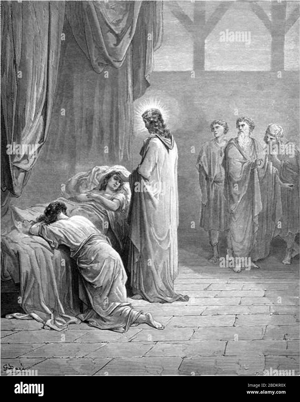 Gustave Dore - Gesù solleva la figlia di Iairo dai morti. Foto Stock