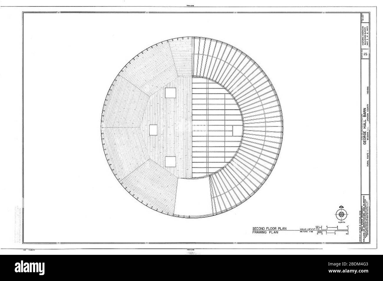 HABS IND,35-MED.V,1A- (foglio 3 di 6) - George Hall Barn, Rural Route 1, Medora, Jackson County, IN 00003v. Foto Stock