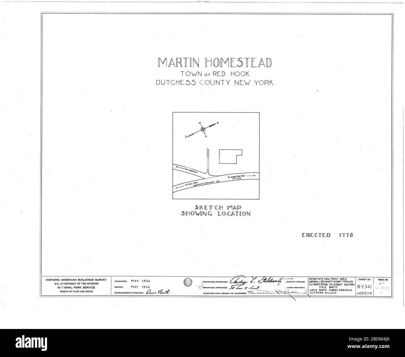 HABS NY, 14-RED, 1- (foglio 0 di 9) - Martin Homestead, U.S. Route 9, Red Hook, Dutchess County, NY - Foto Stock