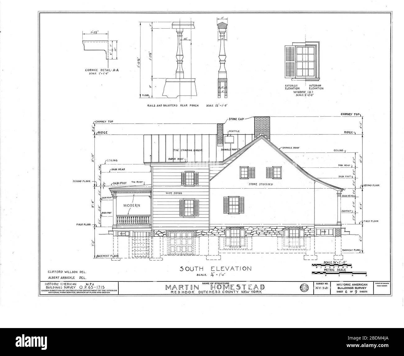 HABS NY, 14-RED, 1- (foglio 6 di 9) - Martin Homestead, U.S. Route 9, Red Hook, Dutchess County, NY - Foto Stock