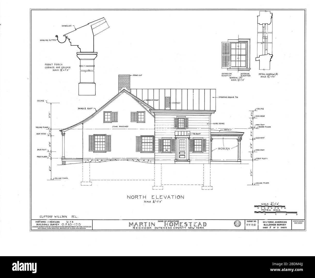 HABS NY, 14-RED, 1- (foglio 5 di 9) - Martin Homestead, U.S. Route 9, Red Hook, Dutchess County, NY - Foto Stock
