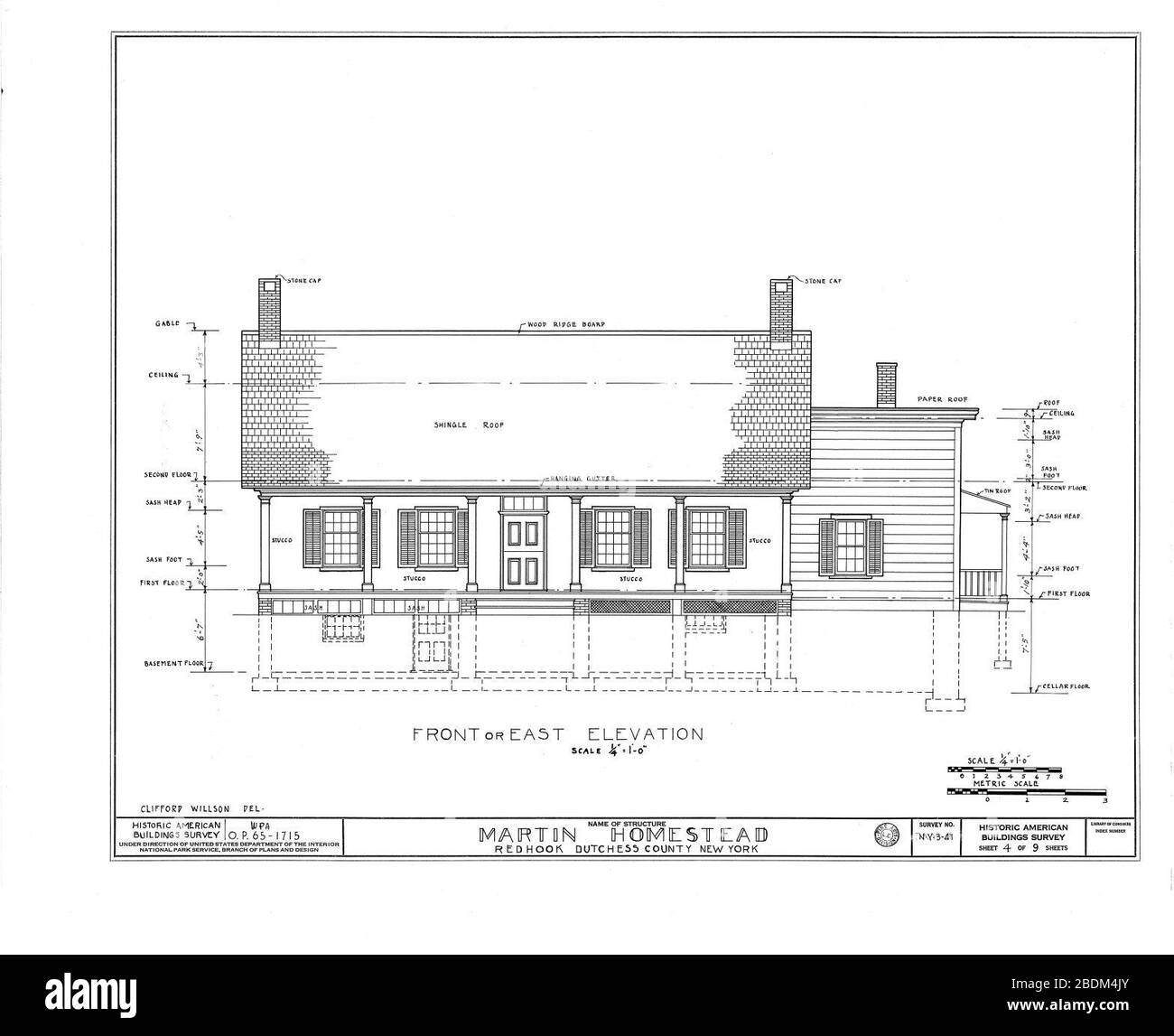 HABS NY, 14-RED, 1- (foglio 4 di 9) - Martin Homestead, U.S. Route 9, Red Hook, Dutchess County, NY - Foto Stock