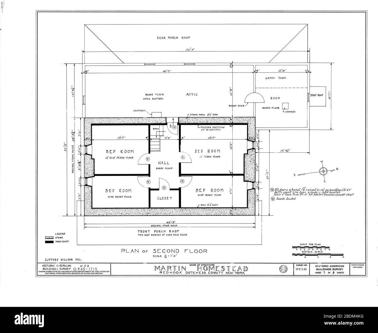 HABS NY, 14-RED, 1- (foglio 3 di 9) - Martin Homestead, U.S. Route 9, Red Hook, Dutchess County, NY - Foto Stock