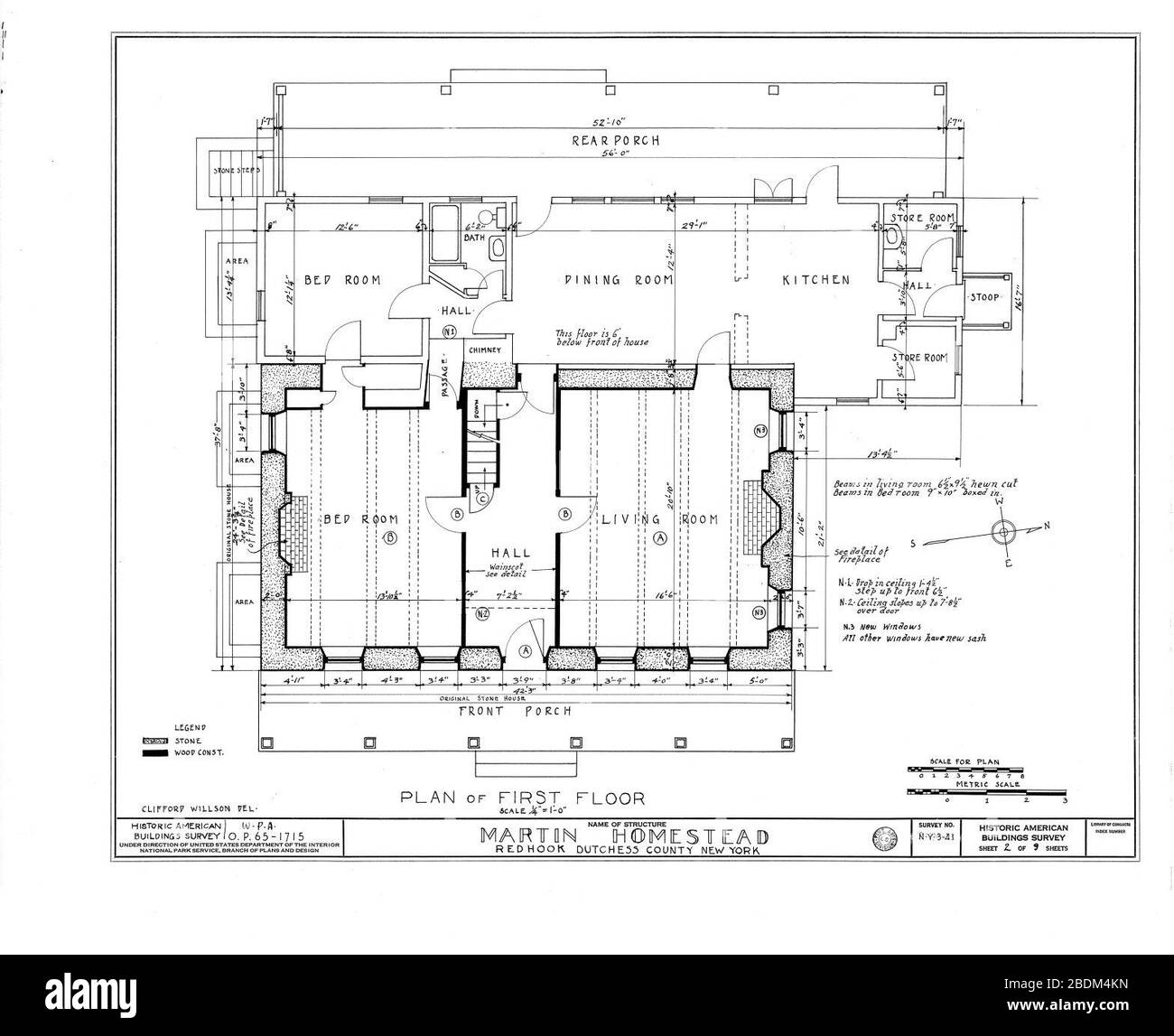 HABS NY, 14-RED, 1- (foglio 2 di 9) - Martin Homestead, U.S. Route 9, Red Hook, Dutchess County, NY - Foto Stock
