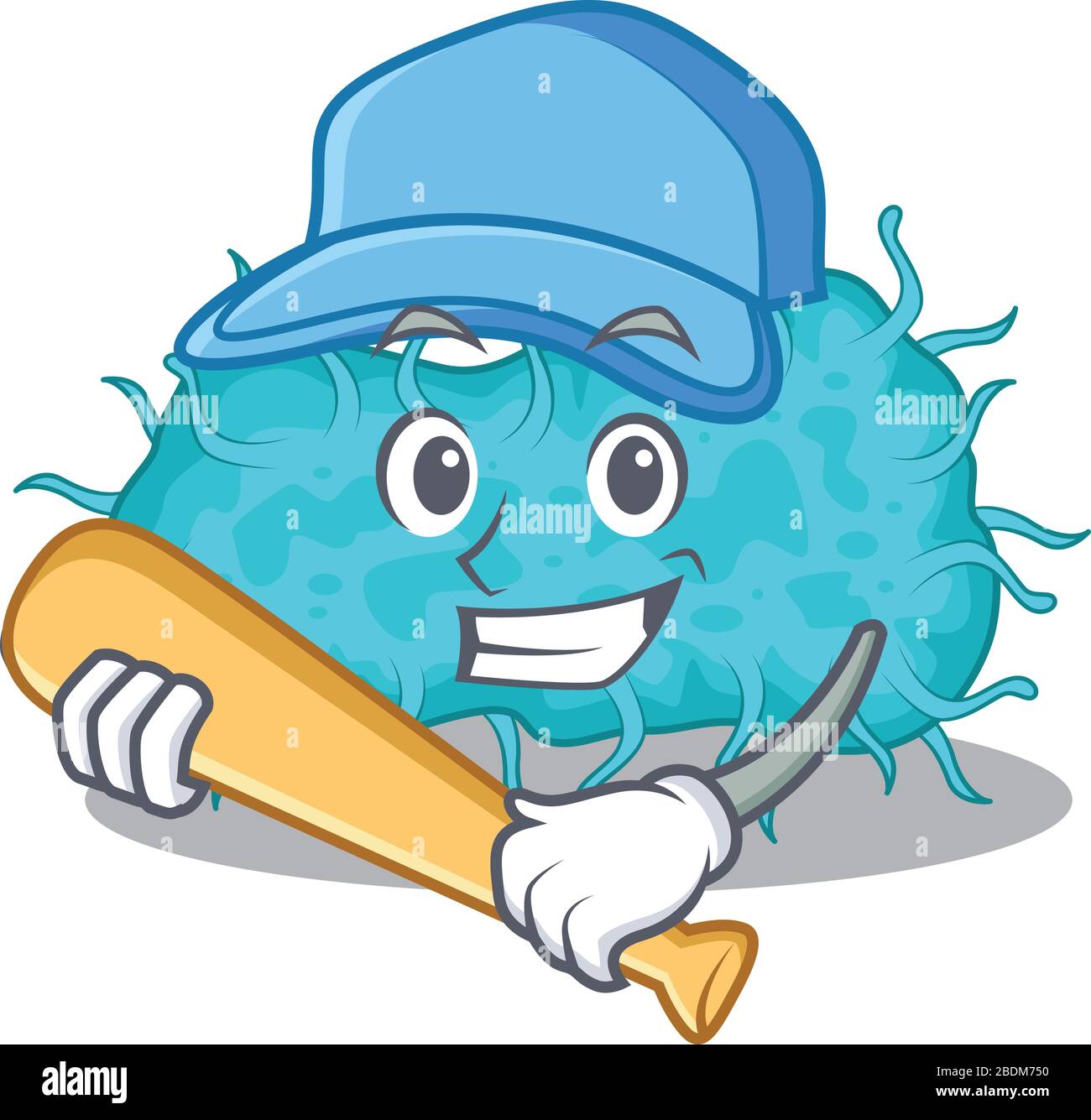 Immagine di batteri prokaryote personaggio cartoon giocare baseball Illustrazione Vettoriale
