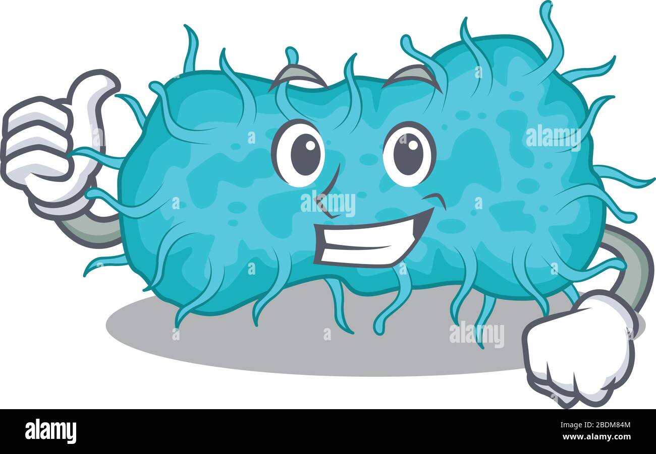 Batteri prokaryote cartoon carattere design rendendo gesto OK Illustrazione Vettoriale