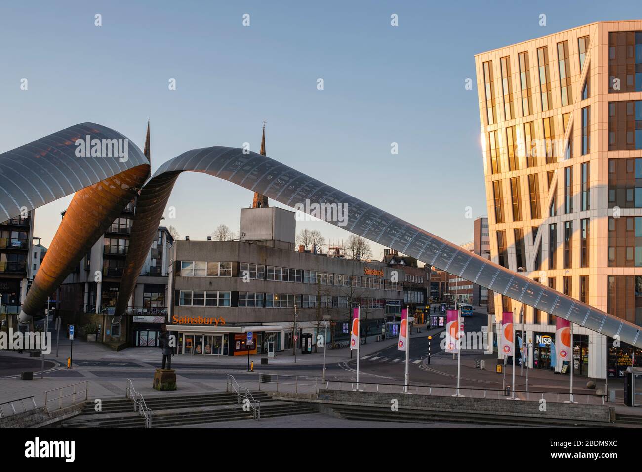 Whittle Arch in Millennium Place. Coventry, West Midlands, Inghilterra Foto Stock