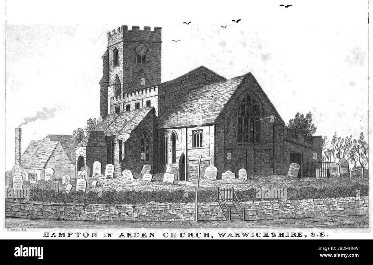 Hampton in Arden Church, Warwickshire, S.E. (Pag. 200, marzo 1824). Foto Stock