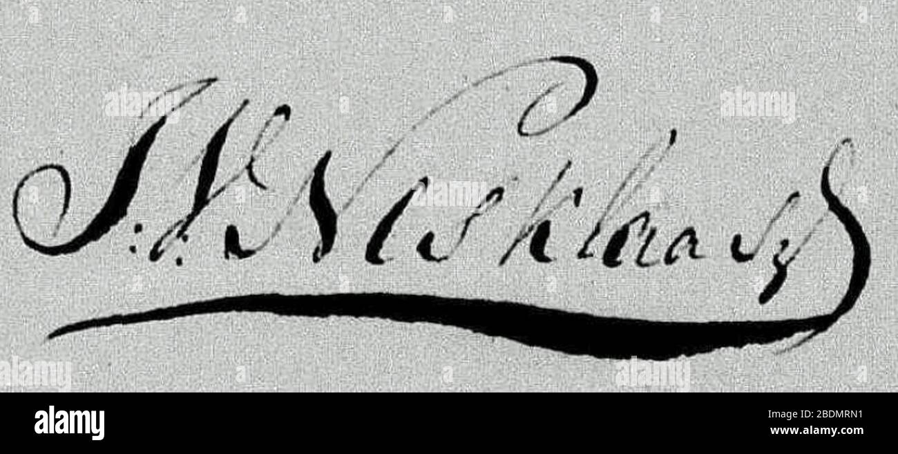 Handtekening Jan van Nes Klaaszoon (1779-1836). Foto Stock