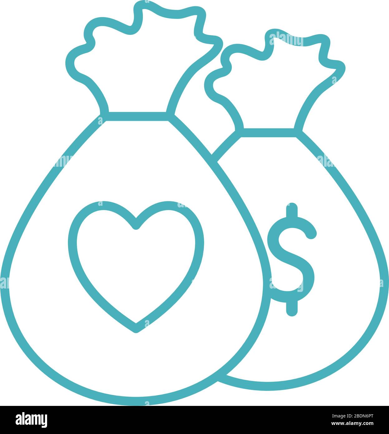 borse con cuore come simbolo di donazione linea stile icona vettore design Illustrazione Vettoriale