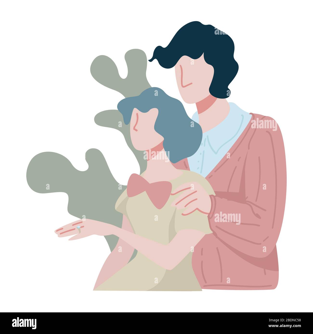 Ragazza mostra l'anello di aggancio sul suo vettore dito Illustrazione Vettoriale