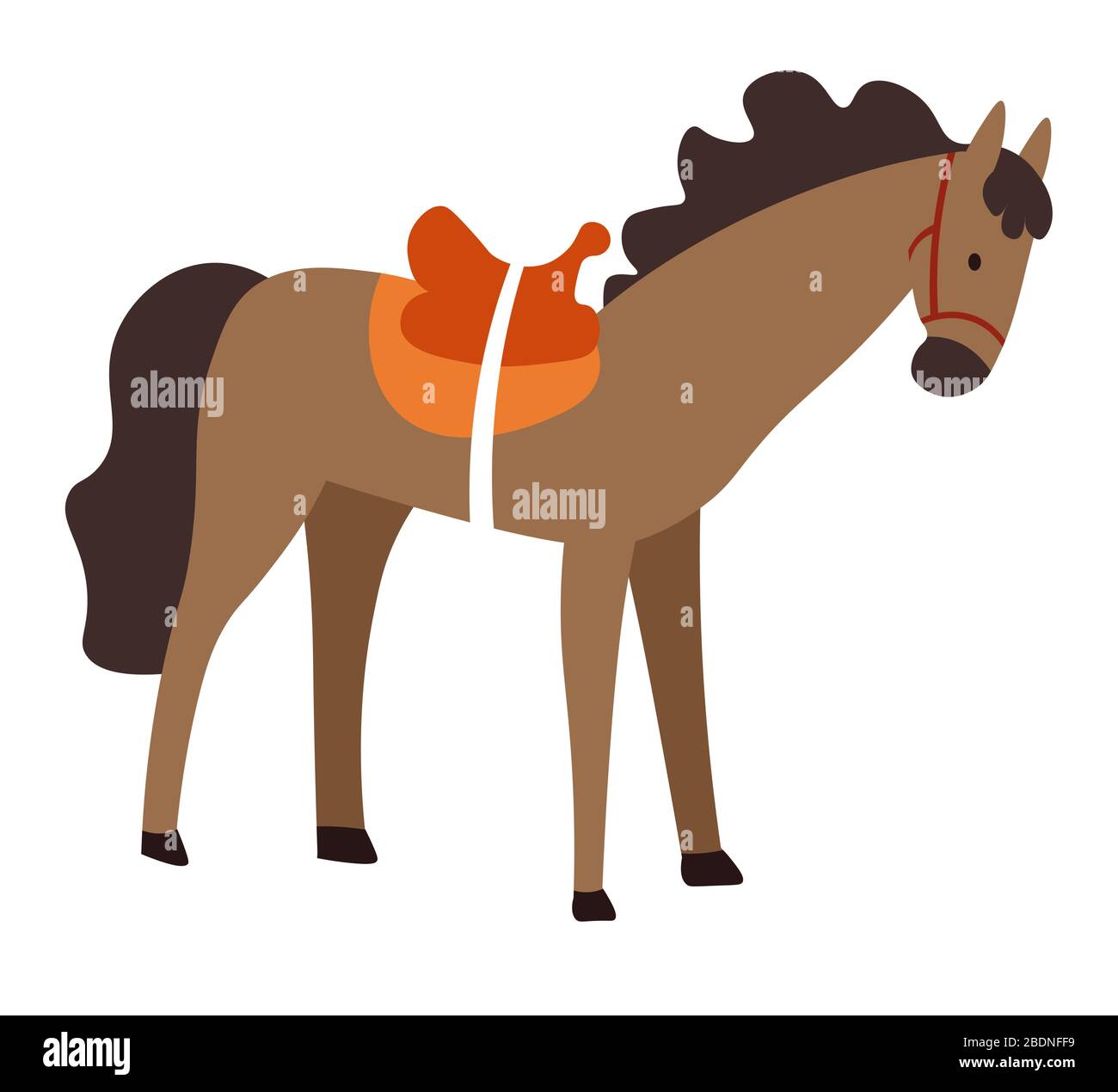Cavallo con sella, animale domestico, stallone o mare Illustrazione Vettoriale