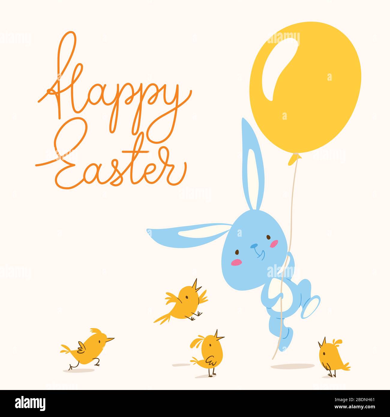 Molla di vettore easter card con fiori, coniglio e pollo. Illustrazione Vettoriale