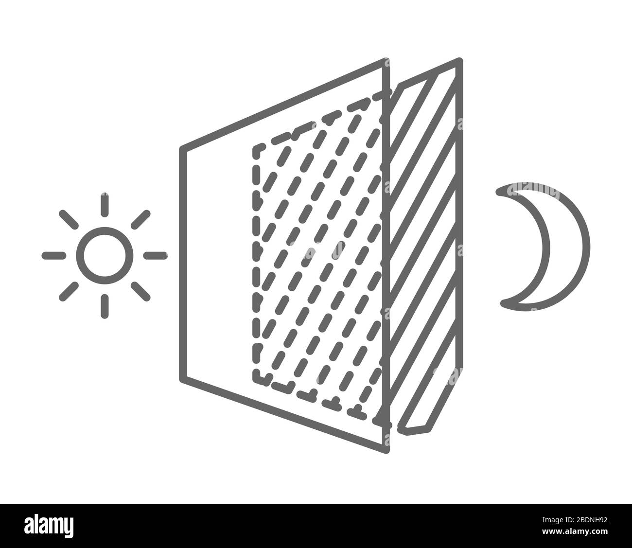 Luce del sole e luce del sole le centrali energetiche alternative abbozzo Illustrazione Vettoriale