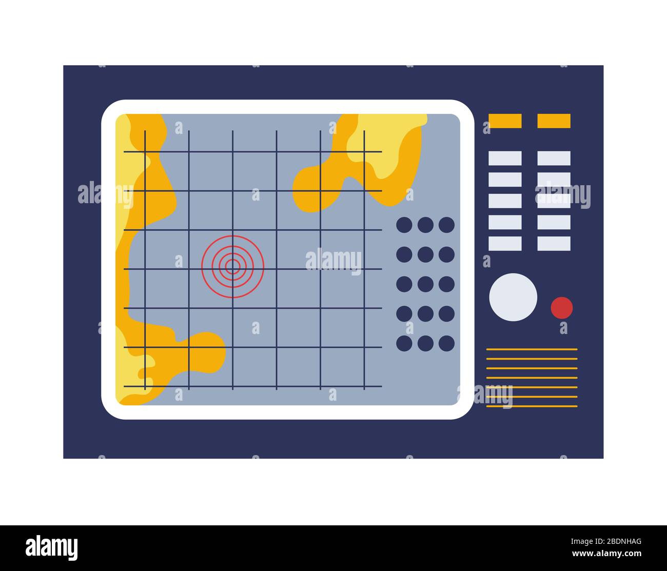 Dispositivo con schermo e mappa, vecchio gadget retrò Illustrazione Vettoriale