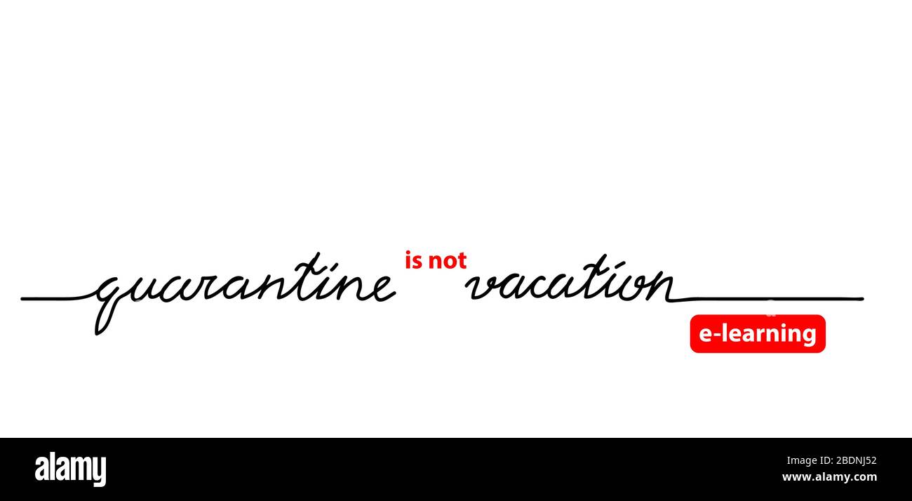 Formazione in quarantena, e-learning, online, a distanza, apprendimento remoto. Testo semplice vettoriale Illustrazione Vettoriale