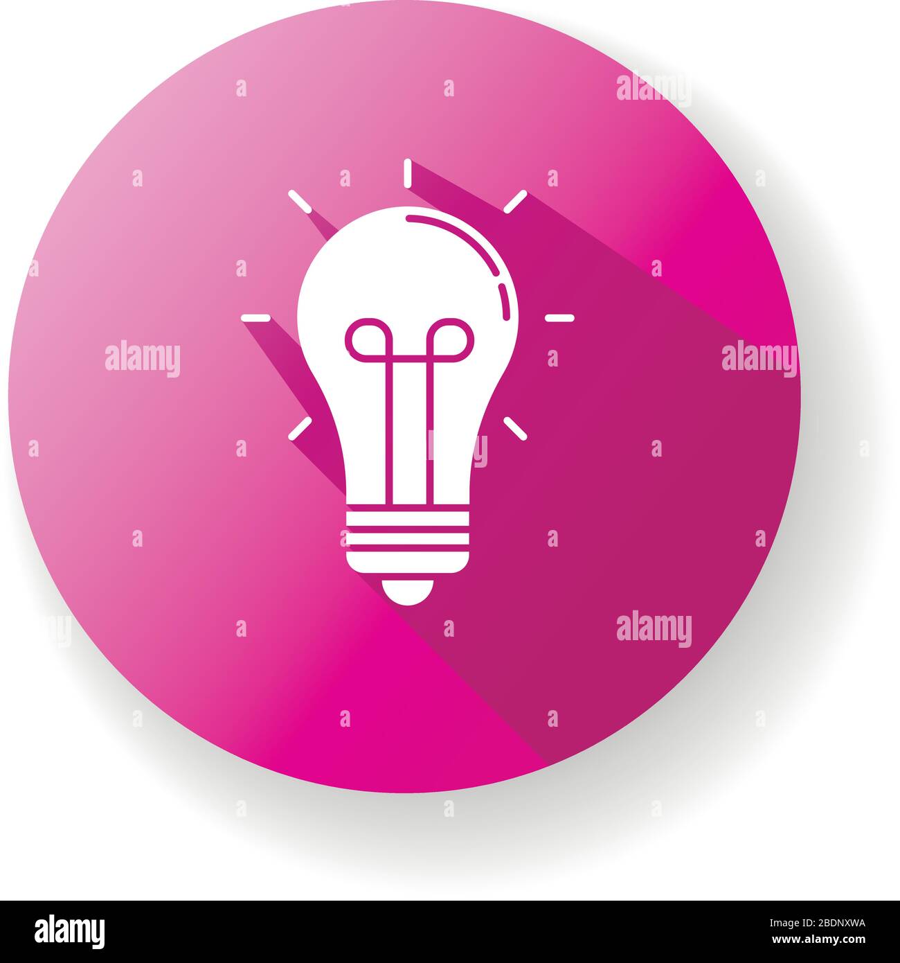 Lampadina rosa luce disegno piatto a lunga ombra icona glifo. Emoji idea.  Segno di ispirazione. Lampadina luminosa. Pensate alla soluzione.  Immaginazione e intelligenza Immagine e Vettoriale - Alamy