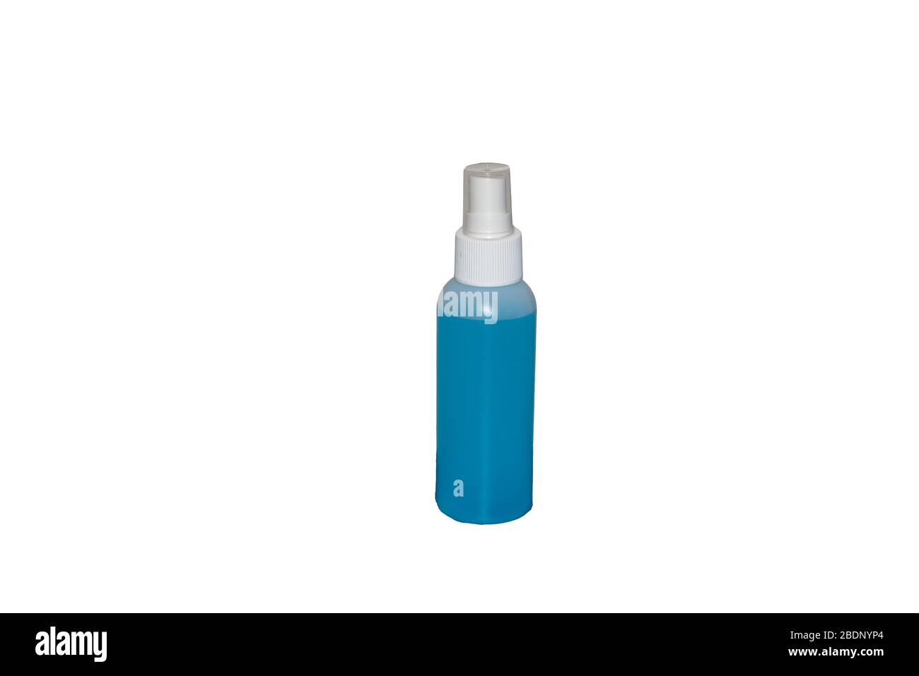 Una bottiglia di disinfettante spray a base di alcol per il lavaggio delle mani Foto Stock
