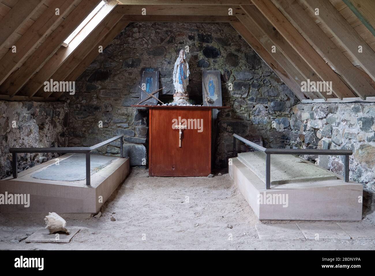 Cille Bharra chiesa e cimitero sull'isola di barra Ebridi esterne, Scozia. REGNO UNITO Foto Stock