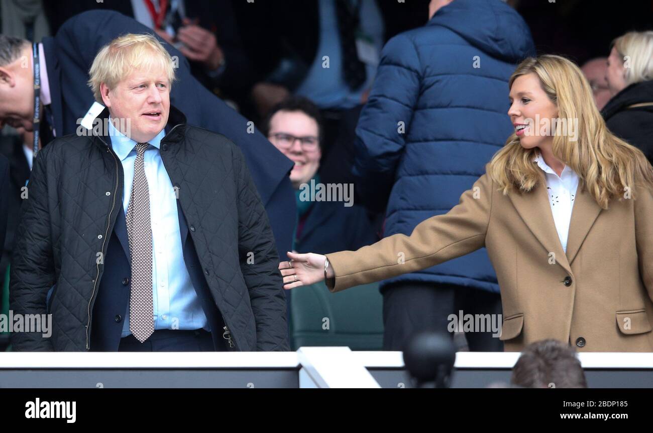 Boris Johnson primo Ministro & fidanzata / fidanzata Carrie Symonds Foto Stock
