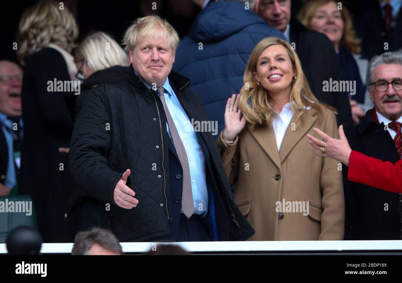 Boris Johnson primo Ministro (L) & fidanzata / fidanzata Carrie Symonds Foto Stock