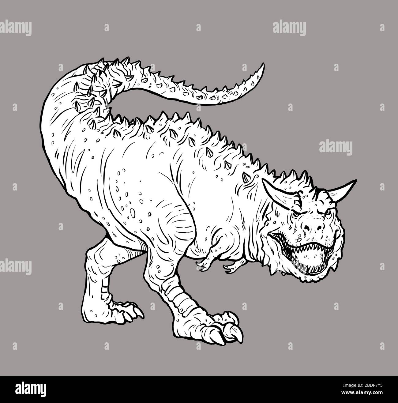 Dinosauro carnivoro - Carnotauro. Disegno isolato Dino. Foto Stock