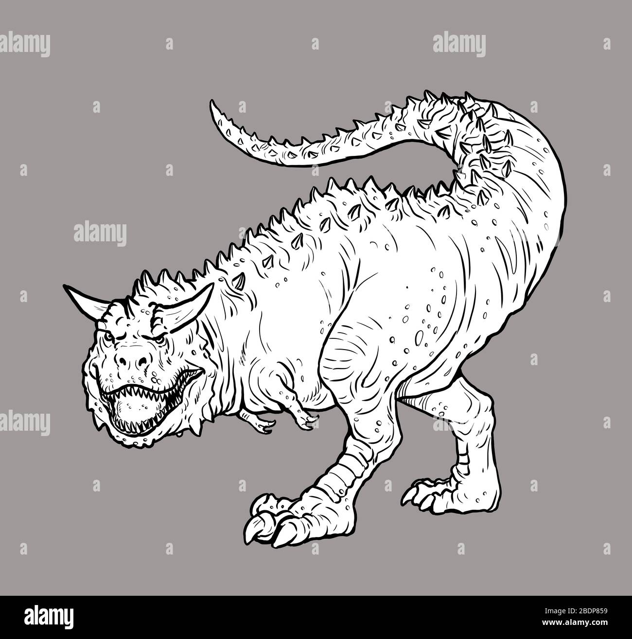 Dinosauro carnivoro - Carnotauro. Disegno isolato Dino. Foto Stock