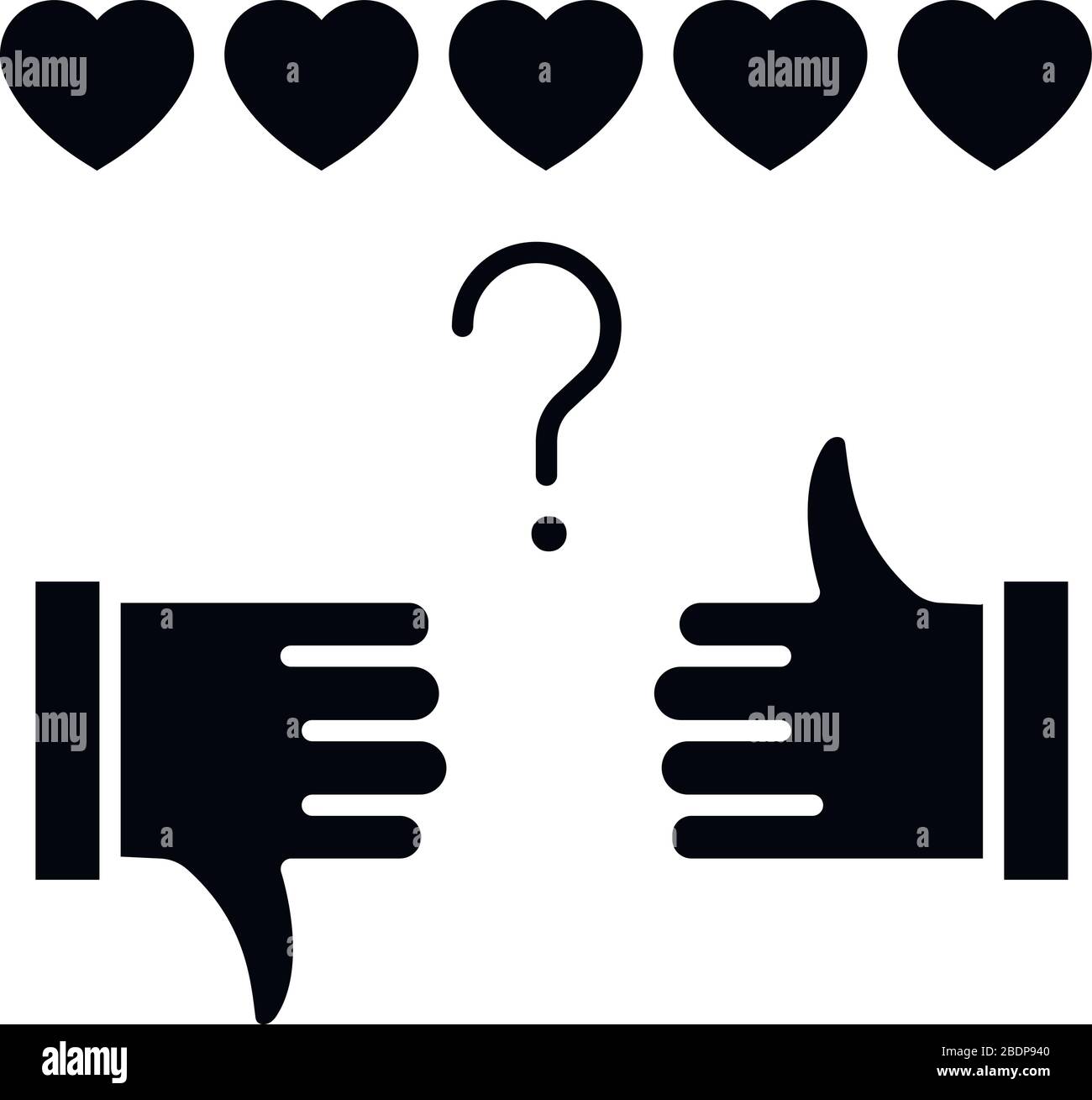 Rivedere l'icona del glifo nero della velocità. Pollici su e giù. Segno di mano di come e di non gradimento. Livello di soddisfazione. Feedback sulle storie dei social media. Silhouette Illustrazione Vettoriale