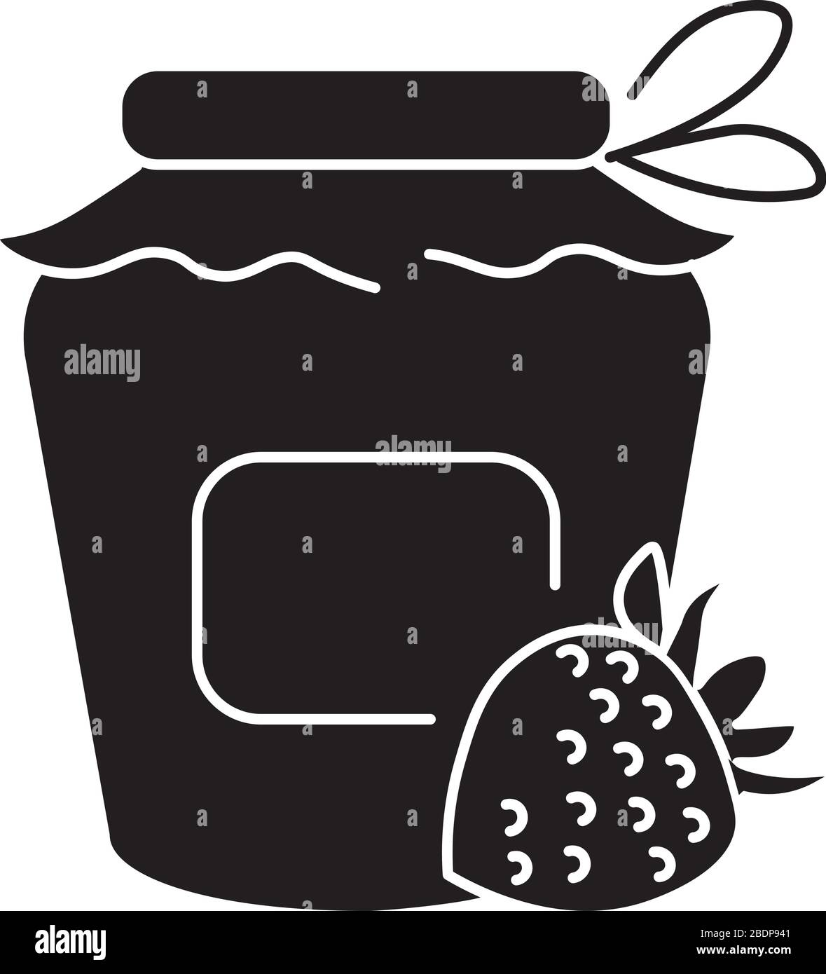 Icona glyph nero di imbottigliamento. Preparazione fatta in casa di marmellata di frutta, delizioso processo di preparazione della confettura. Simbolo della silhouette di inscatolamento sullo spazio bianco. Dolce Illustrazione Vettoriale