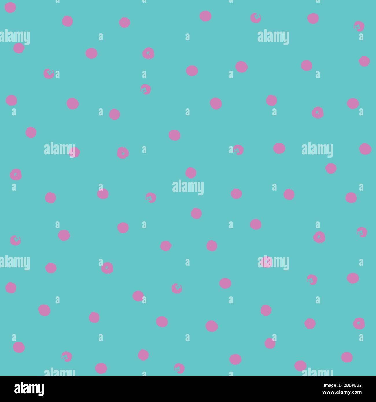 Delicati puntini rosa di polka su sfondo turchese, motivo vettoriale senza cuciture, per carta da imballaggio, carta da parati, tessuto Illustrazione Vettoriale