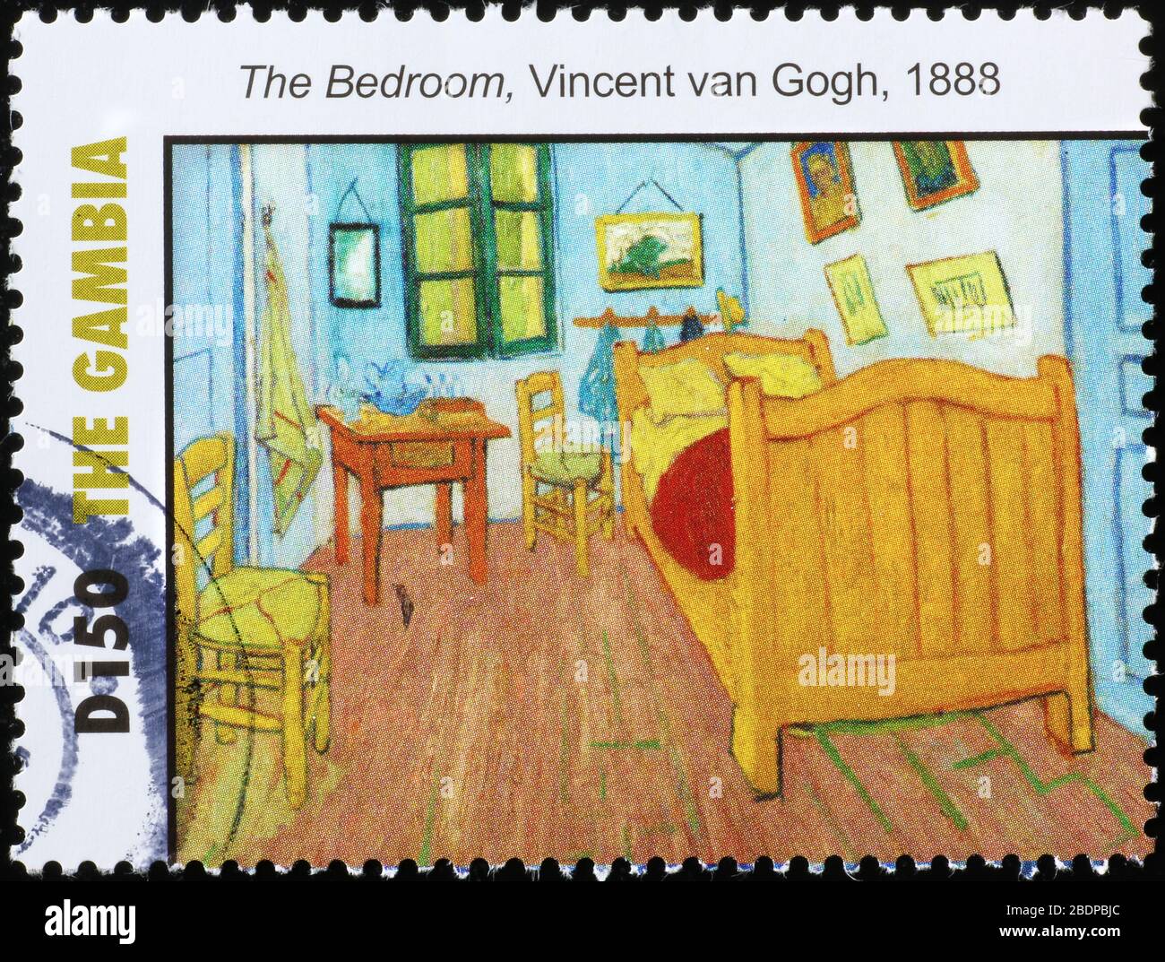 Famoso capolavoro di Van Gogh su timbro della Gambia Foto Stock