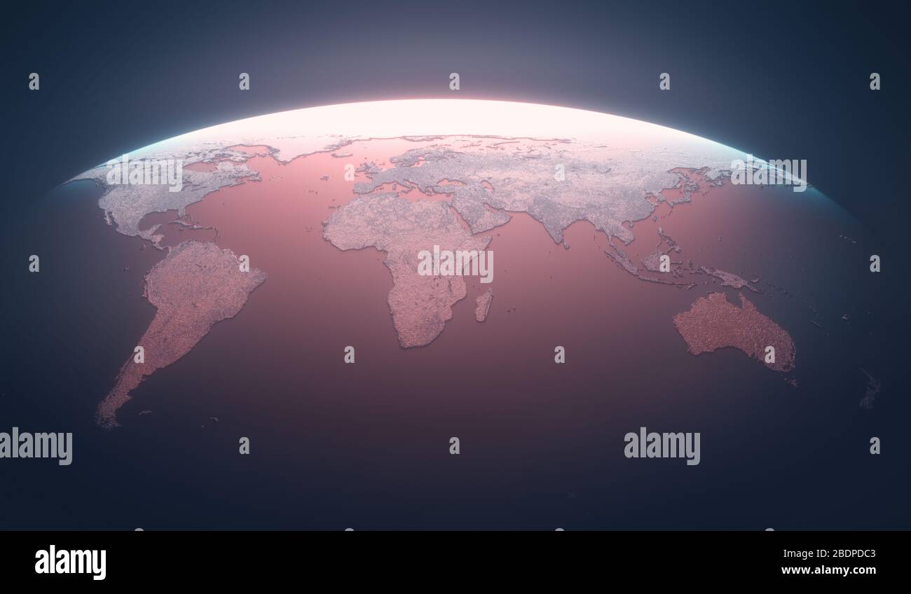 Illustrazione 3D del pianeta Terra. Immagine concettuale della globalizzazione. Foto Stock