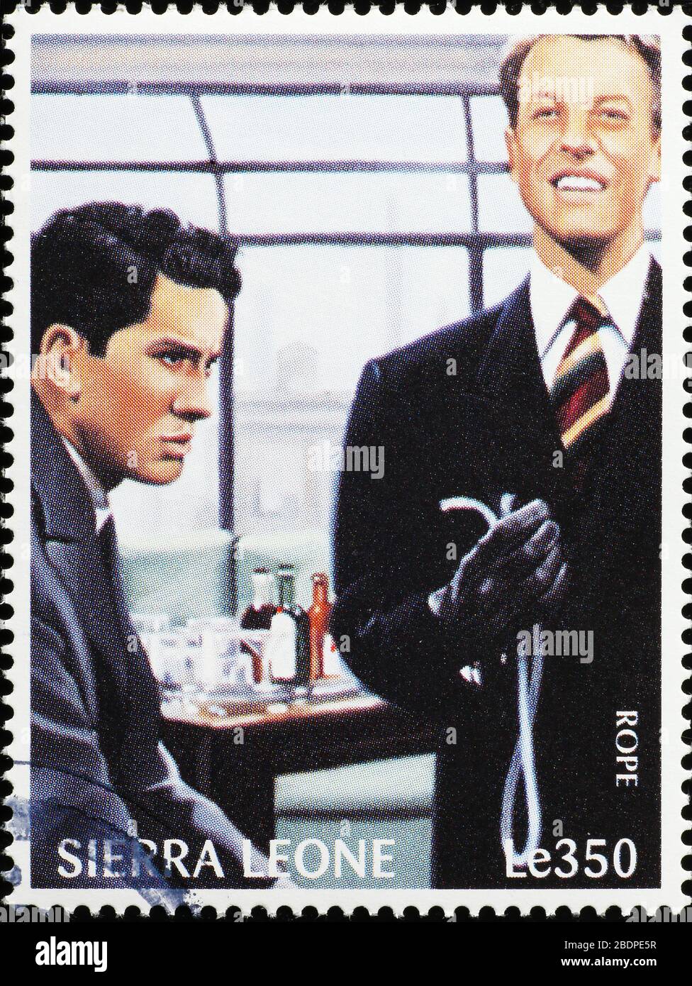 Scena da corda di Hitchcock sul francobollo Foto Stock