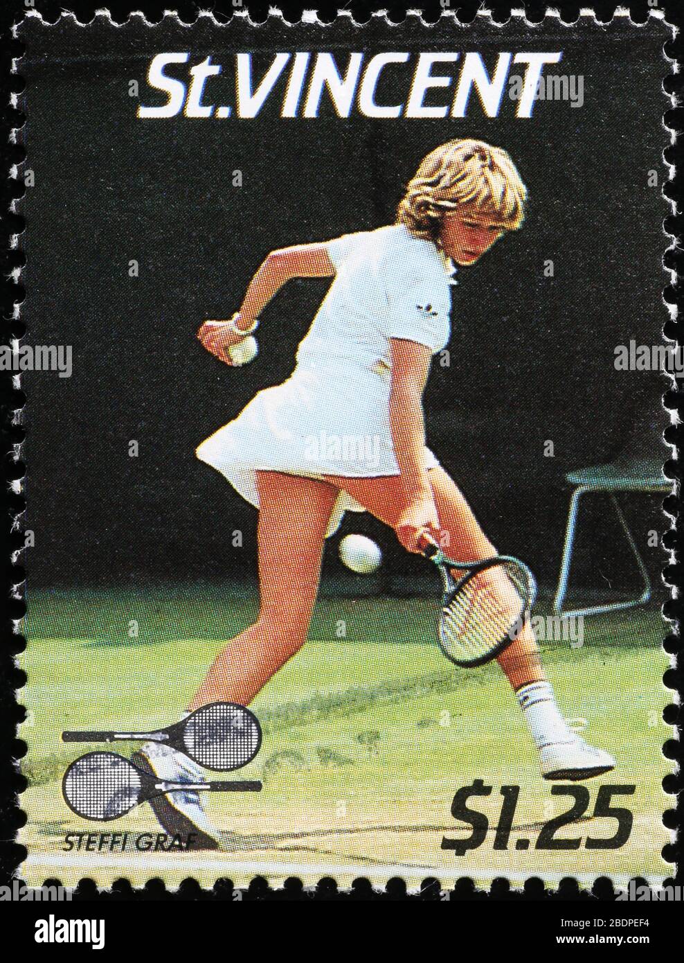 Il campione di tennis Steffi Graf sul francobollo Foto Stock