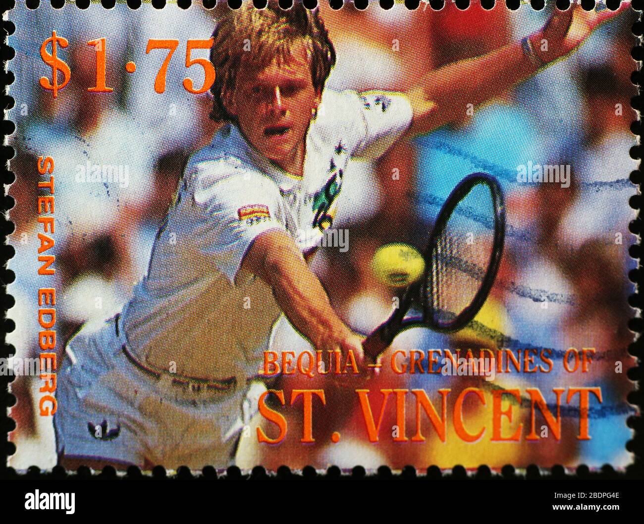 Giocatore di Tennis Stefan Edberg sul francobollo Foto Stock