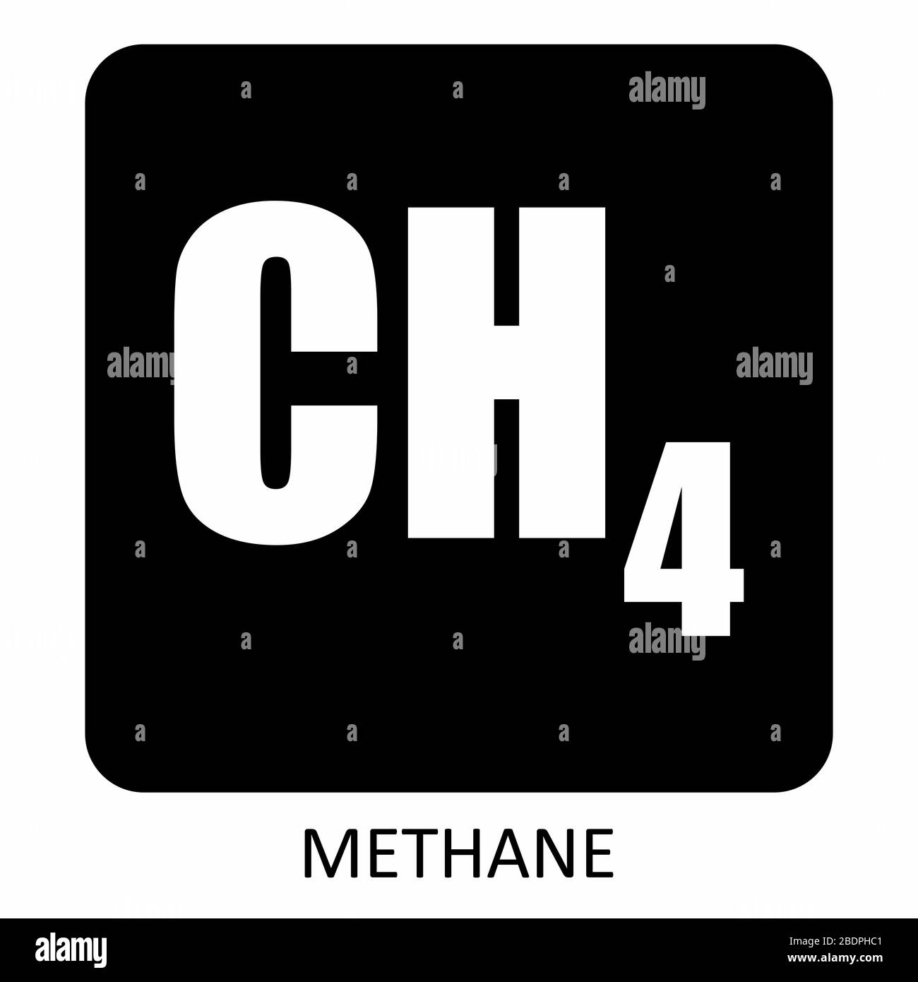 Icona della formula del metano CH4 Illustrazione Vettoriale