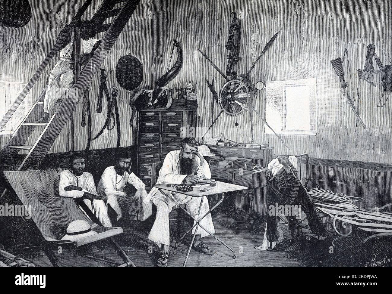 Paul Soleillet (1842-1886) a Obock Gibuti nel 1882. Vintage o Old Illustration o Engraving 1886 Foto Stock
