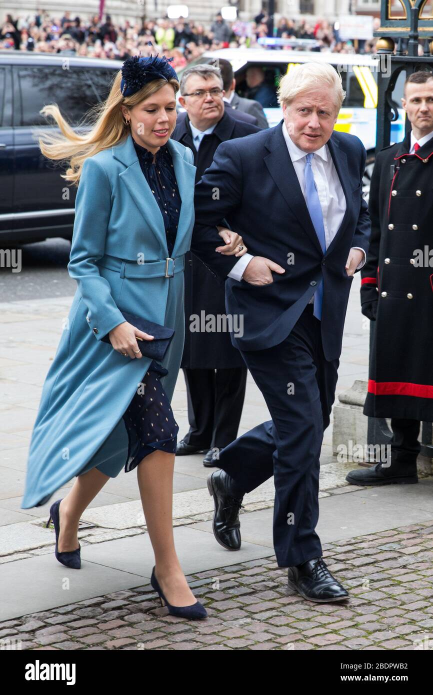 Arrivi per il Commonwealth Service presso Westminster Abbey con: Carrie Symonds, Boris Johnson dove: Londra, Regno Unito quando: 09 Mar 2020 credito: Phil Lewis/WENN Foto Stock