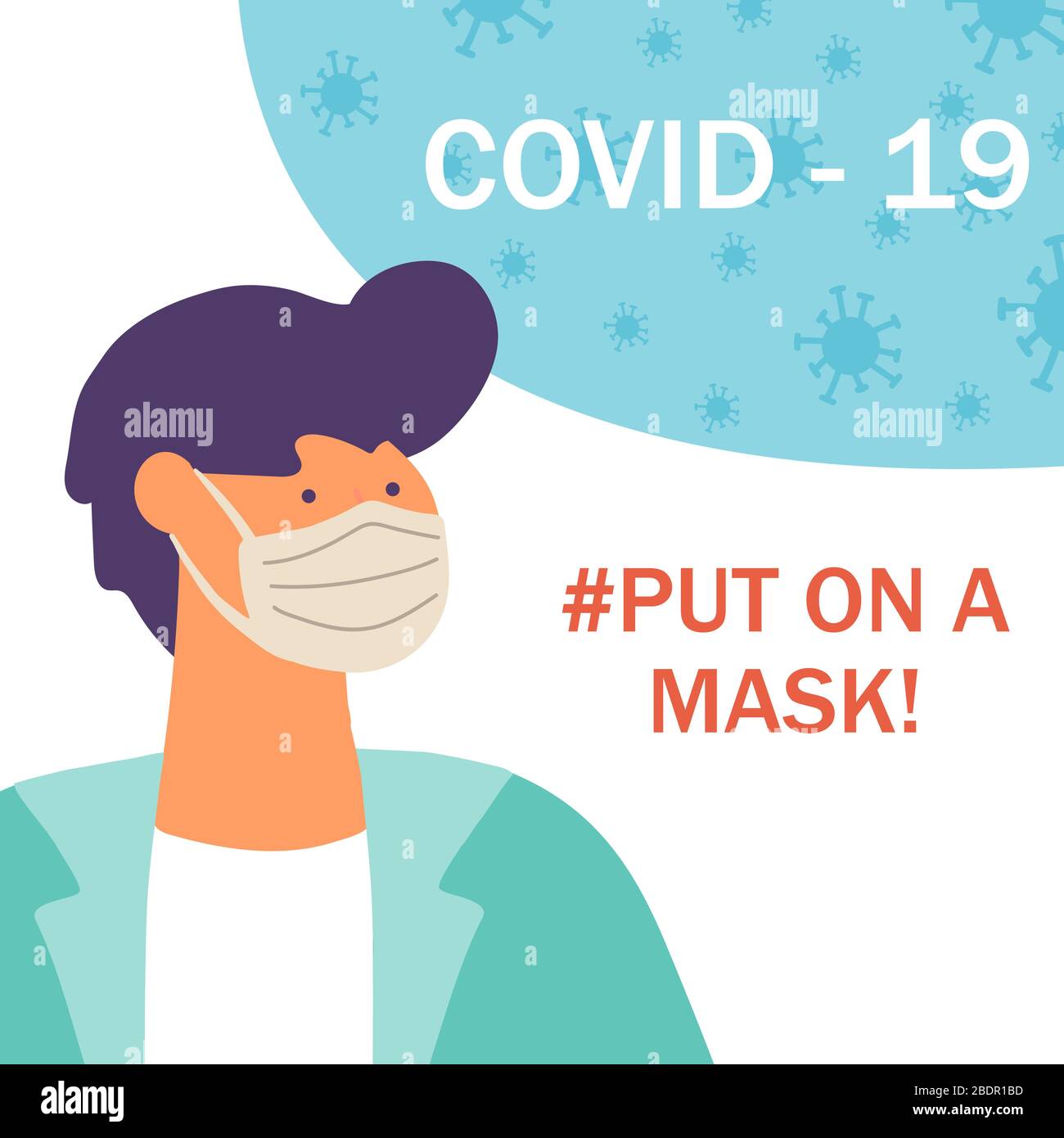 prevenzione del coronavirus, indossare maschere mediche, illustrazione vettoriale Illustrazione Vettoriale