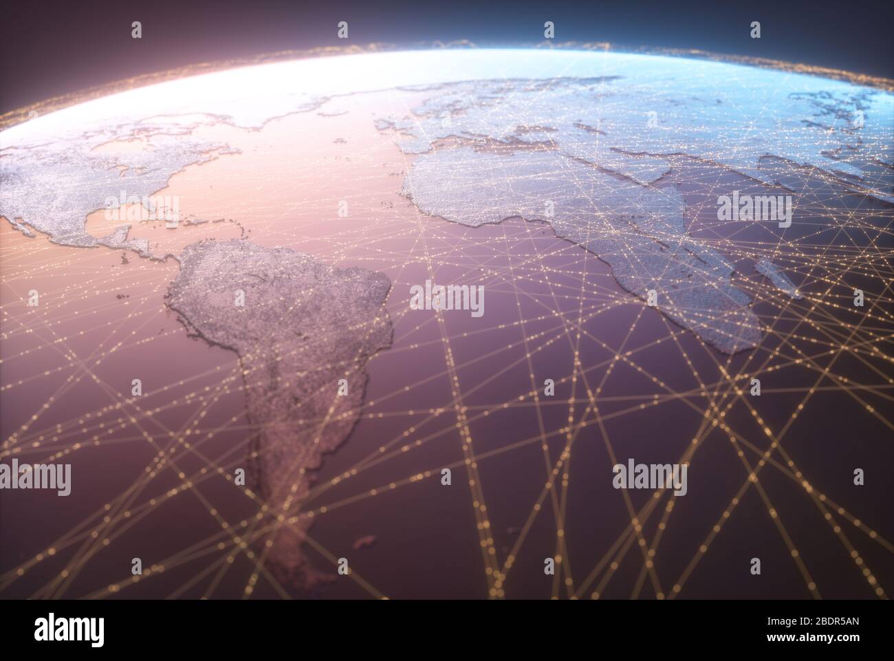 Il mondo globalizzato, il futuro della tecnologia digitale. Collegamenti e  il cloud computing nel mondo virtuale. Mappa del mondo con i dati del  satellite collegamenti. C Foto stock - Alamy